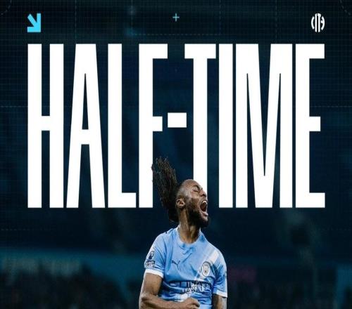 曼城連續11場英超主場上半場戰罷處于領先，為隊史第二長紀錄