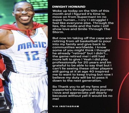 霍華德發(fā)表長(zhǎng)文宣布正式退役：告別"超人"這個(gè)身份