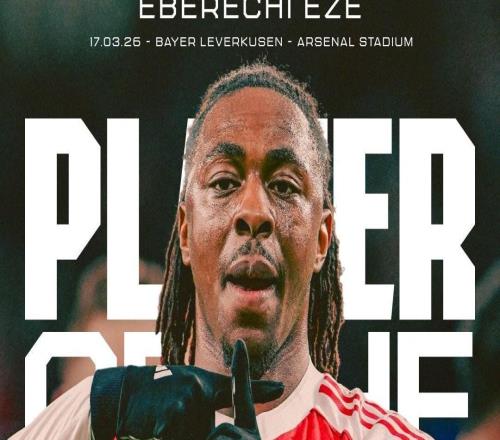 世界波破門，阿森納官方：埃澤當(dāng)選對(duì)陣?yán)瘴謳焐灰坳?duì)內(nèi)最佳