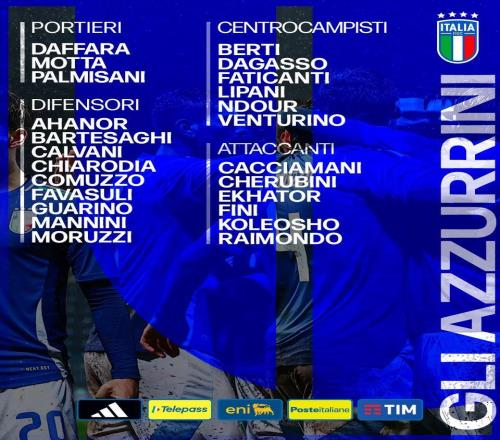 意大利U21新一期大名單：巴爾泰薩吉、科穆佐、文圖里諾在列
