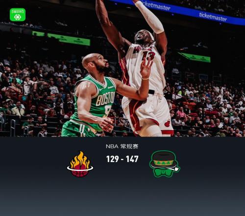 凱爾特人147129熱火，杰倫布朗43+4+7，塔圖姆大三雙