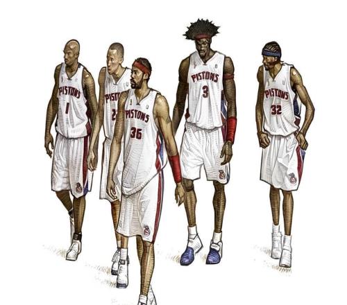 五虎集結！活塞五虎的防守能力到底多強現在的球迷根本想象不到
