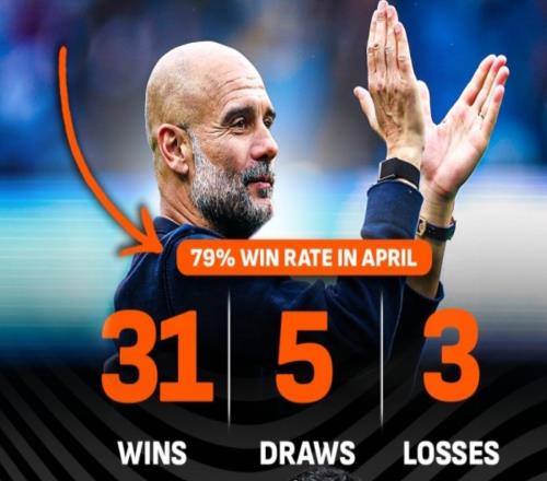 瓜迪奧拉4月勝率79%，阿爾特塔42%，收官階段的曼城讓阿森納羨慕