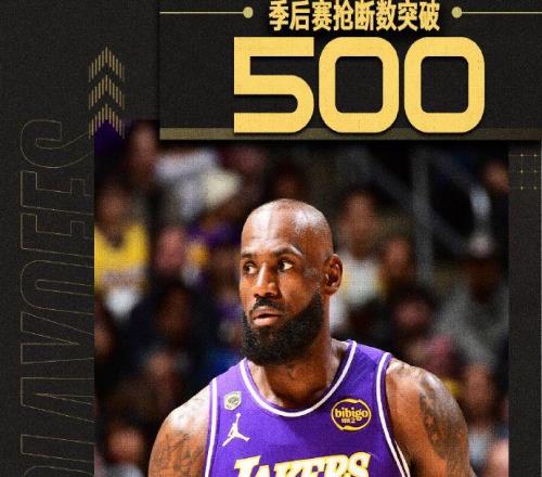NBA官方祝賀！詹姆斯季后賽500搶斷歷史第一比第二皮蓬多105次