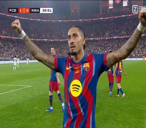 12场6球,皇马是拉菲尼亚巴萨生涯进球最多的对手