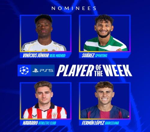 本輪歐冠最佳球員候選：維尼修斯、蘇亞雷斯、納瓦羅、費爾明