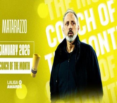 帶領皇家社會4戰斬獲3勝1平，馬塔拉佐當選西甲1月最佳教練
