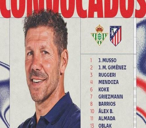 馬競客戰(zhàn)貝蒂斯名單：格子回歸，瑟洛特傷缺，3名新援均在列