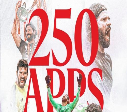 里程碑，阿利松迎來英超生涯第250次出場(chǎng)