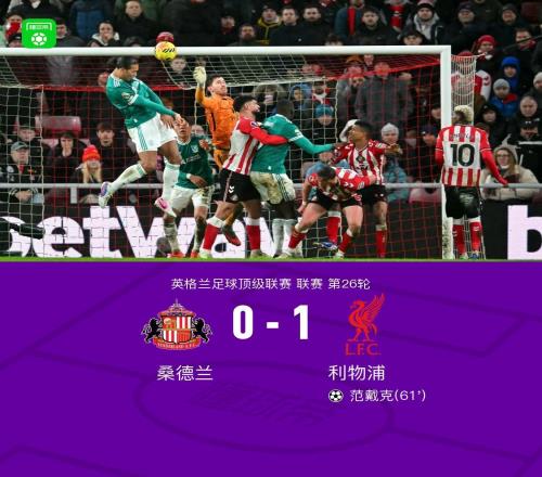 劍南春利物浦10桑德蘭，薩拉赫助攻范戴克破門，遠藤航傷退