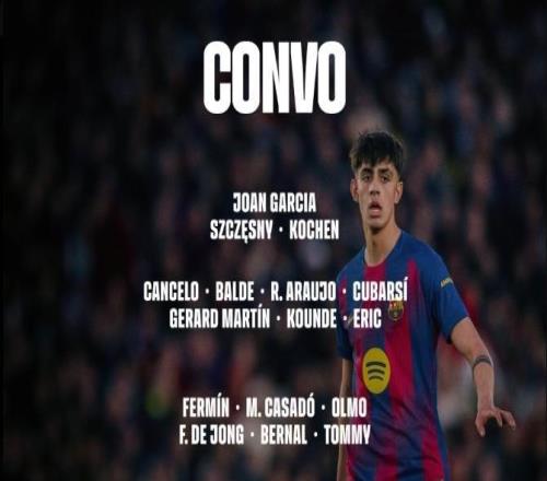 巴薩客戰赫羅納名單：萊萬、亞馬爾領銜，拉菲尼亞回歸