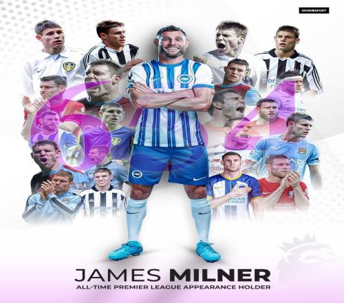 英超最長的河！米爾納654次出場超越巴里，創英超歷史出場紀錄