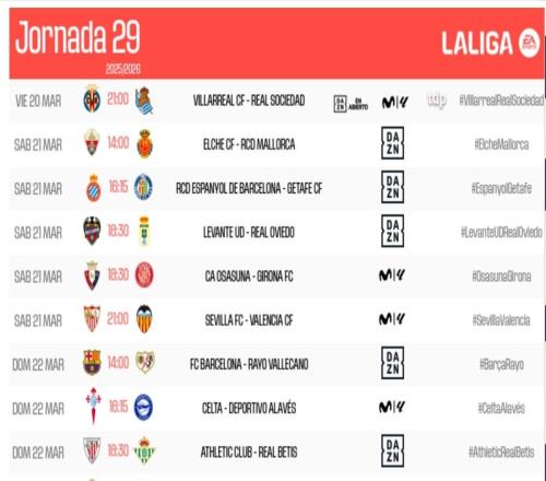西甲第29輪開賽時(shí)間：馬德里德比3月23日400開戰(zhàn)