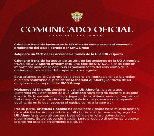 這次真是羅總裁了！C羅收購西乙第3名25%股份，下賽季有望戰西甲