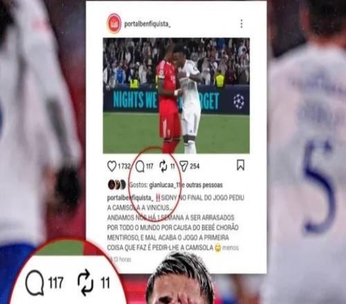 卡布拉爾找維尼修斯要球衣,普雷斯蒂安尼點贊批評前者的動態(tài)