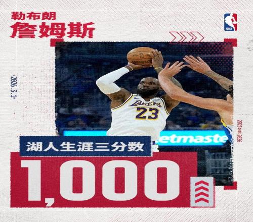 隊(duì)史第二人!詹姆斯達(dá)成湖人生涯1000記三分里程碑
