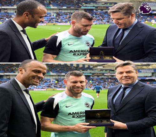 致敬傳奇，英超官方在本輪賽前為英超歷史出場王米爾納頒獎