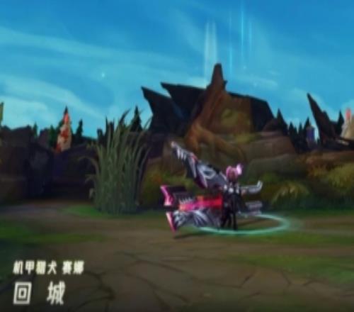 機甲獵犬賽娜皮膚展示：身騎獵犬造型摩托，夾克披風隨風飄揚