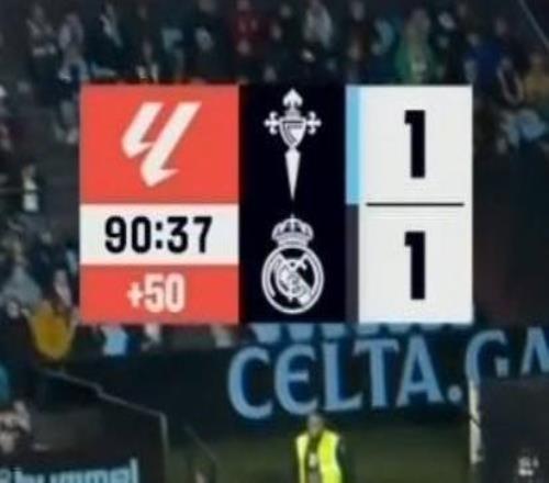 多少皇馬vs塞爾塔導播在記分牌上給了50分鐘傷停補時