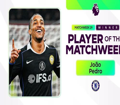 首次戴帽，若昂佩德羅當選英超第29輪最佳球員