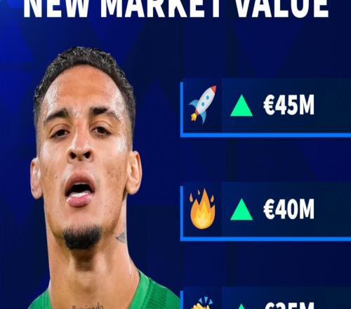 德轉預熱安東尼身價上漲：最低上漲至3200萬歐，最高4500萬歐