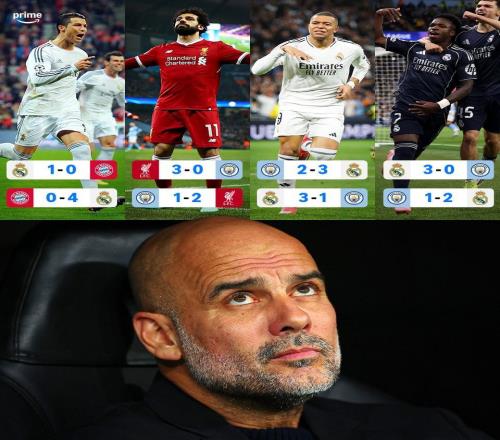 瓜帥執教生涯4次歐冠淘汰賽被雙殺，其中3次是對陣皇馬