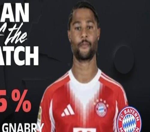 梅開二度，格納布里當(dāng)選拜仁vs柏林聯(lián)合全場最佳球員