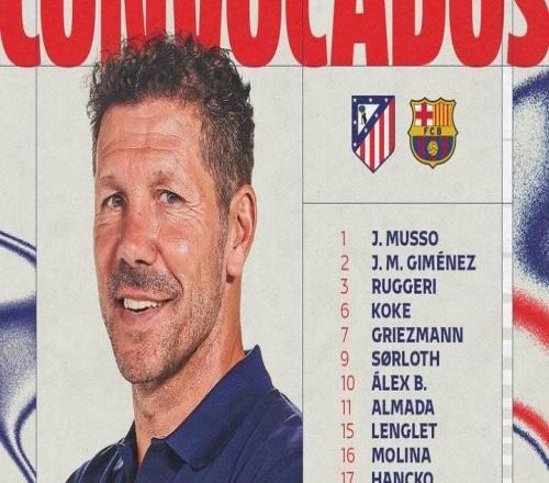 馬競戰巴薩大名單：奧布拉克、略倫特缺席，多名青訓小將入選