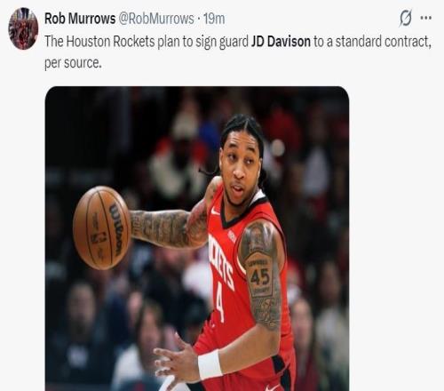火箭將轉正戴維森！季后賽15人名單出爐首輪選殘陣湖人最公平