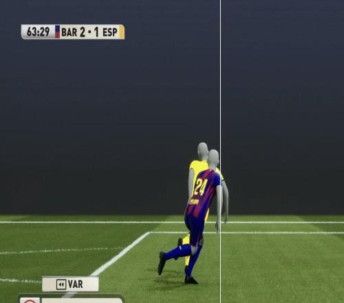 差之毫厘，半自動越位系統顯示費蘭第三粒進球越位非常輕微