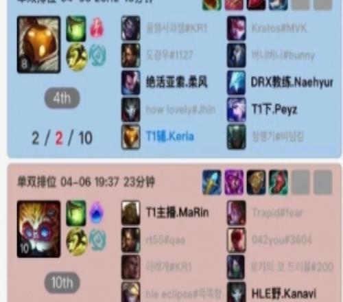 新東西Keria近期韓服排位掏出了輔助維魯斯、大頭、Ez等英雄