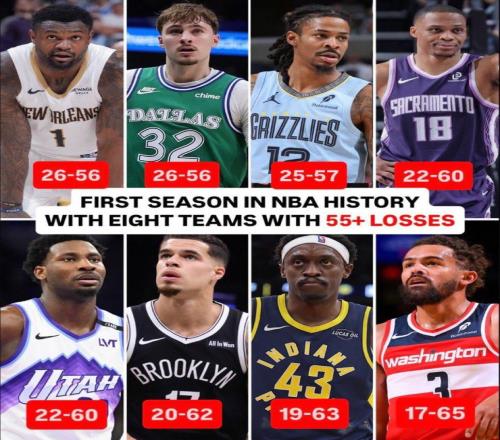 NBA首次8隊55敗：擺爛軍團的集體狂歡，選秀權成唯一遮羞布