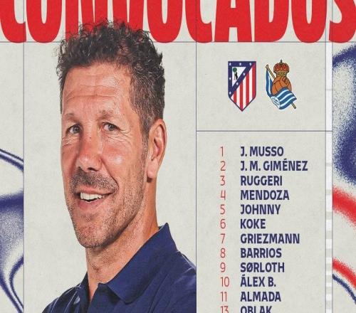 馬競國王杯決賽大名單：格列茲曼領(lǐng)銜，希門尼斯、漢茨科回歸