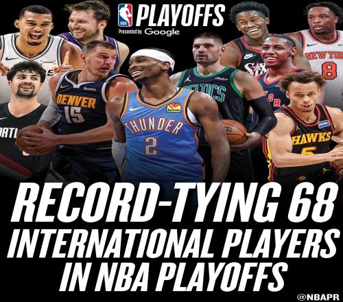 68名國際球員進入季后賽，追平NBA歷史紀錄，楊瀚森在列