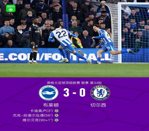 劍南春切爾西0射正03客負布萊頓遭聯賽5連敗，維爾貝克破門