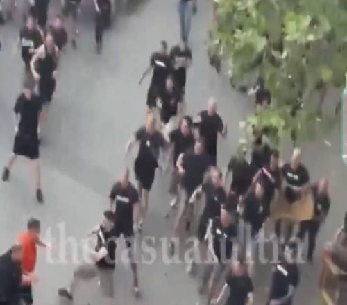 歐協聯決賽開始前，萊比錫街頭爆發球迷大混戰
