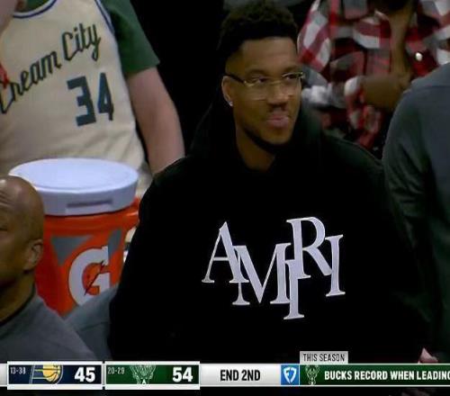 字母哥開心觀戰！雄鹿拒20分逆轉三殺步行者3連勝波特23+7+8