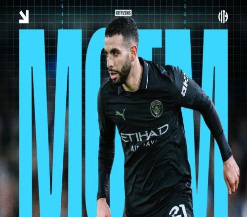 送出助攻,艾特努里当选与利兹联一役曼城队内最佳球员