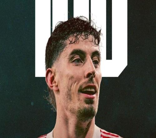 里程碑，哈弗茨完成阿森納生涯第100場(chǎng)正式比賽