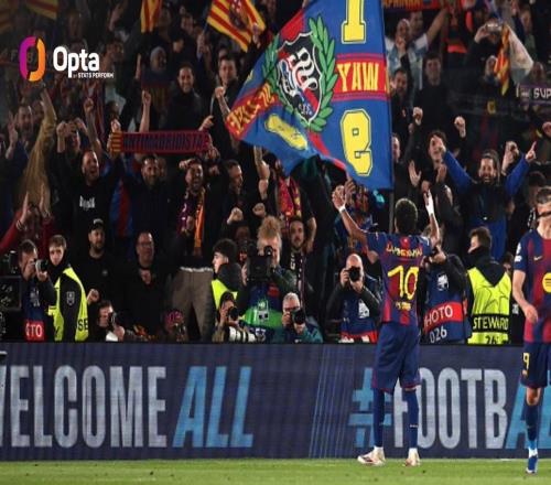 歐冠單輪淘汰賽進2粒點球，亞馬爾成為繼梅西之后巴薩第二人