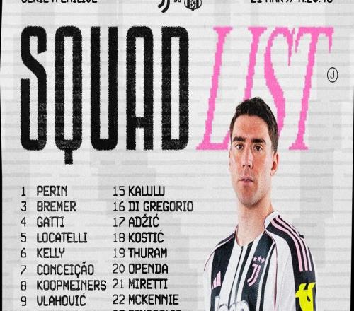 尤文主場戰(zhàn)薩索洛名單：弗拉霍維奇復(fù)出，伊爾迪茲、戴維在列