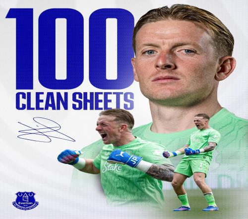 里程碑，皮克福德達(dá)成埃弗頓百場零封紀(jì)錄