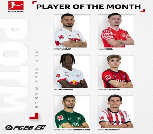 德甲3月最佳球員候選:昂達夫領銜,迪奧曼德在列