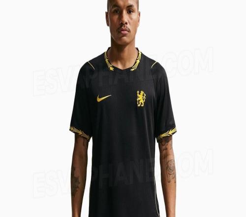 切爾西下賽季客場球衣曝光：黑金配色，隊徽依舊為簡化版獅子