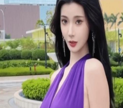 “浩浩媽”紫色長裙韻味十足！深V嬌嗔眼神拉絲了