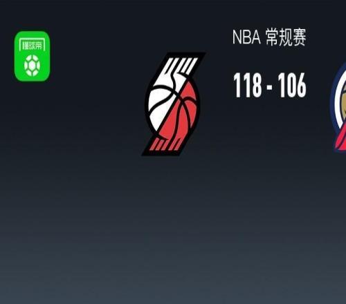 開拓者118106逆轉鵜鶘，阿夫迪亞26+8+7，霍勒迪27+9，錫安15分