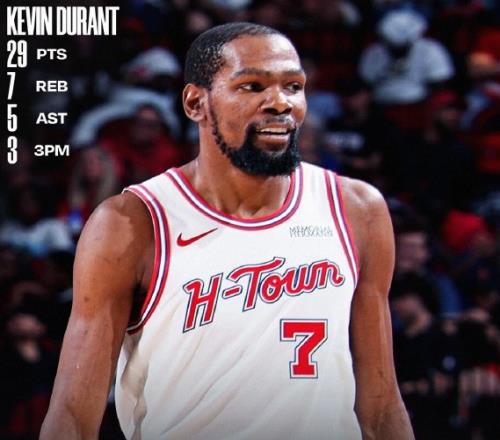 杜蘭特幾乎全年無(wú)休，本賽季出戰(zhàn)77場(chǎng)比賽！火箭沒(méi)他真不行！