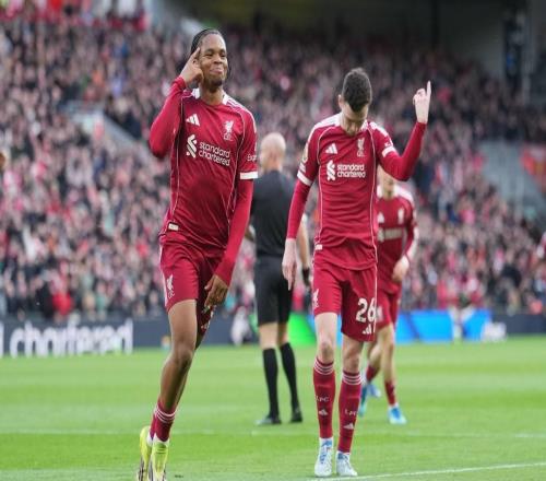 利物浦本賽季英超先進(jìn)球比賽贏下14場(chǎng)，僅次于阿森納和曼城