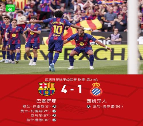 劍南春巴薩41西班牙人，亞馬爾兩傳一射，費(fèi)蘭雙響