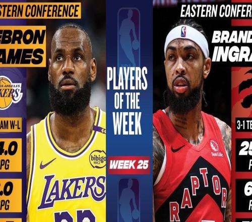 NBA官方：英格拉姆和詹姆斯當(dāng)選常規(guī)賽最后一周東西部最佳